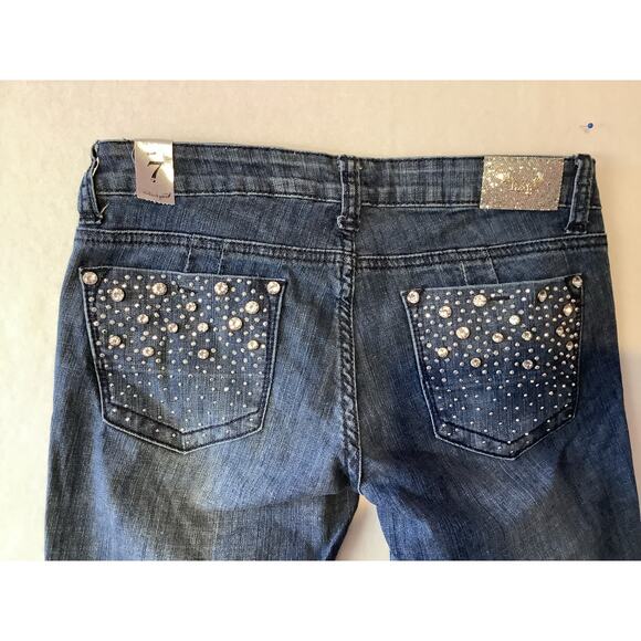H & G Women's Size 7 Rhinestone Embellished Blue Jeans - Style 11778 - NWT 682 - Picture 6 of 13
